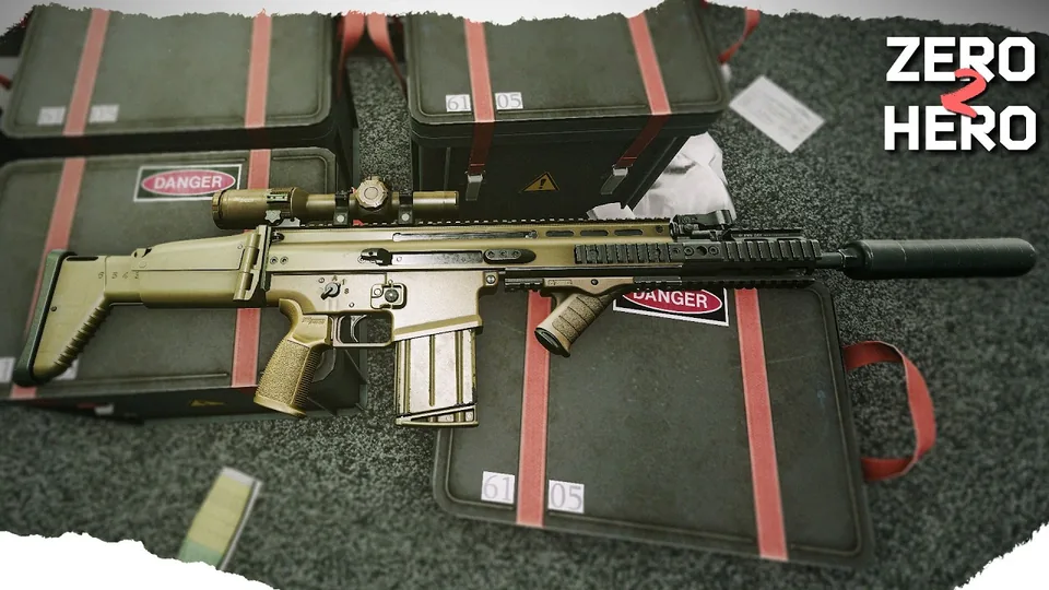 Thumbnail for SheefGG’s Tarkov Zero to Hero video “I Found a Weapon and Everything Changed”: a tan rifle laid out on a weapon case