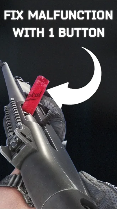 Thumbnail for the SheefGG Short “Best Keybind TRICK! (Weapon Malfunction)”: a rifle with the caption “Fix malfunction with 1 button”
